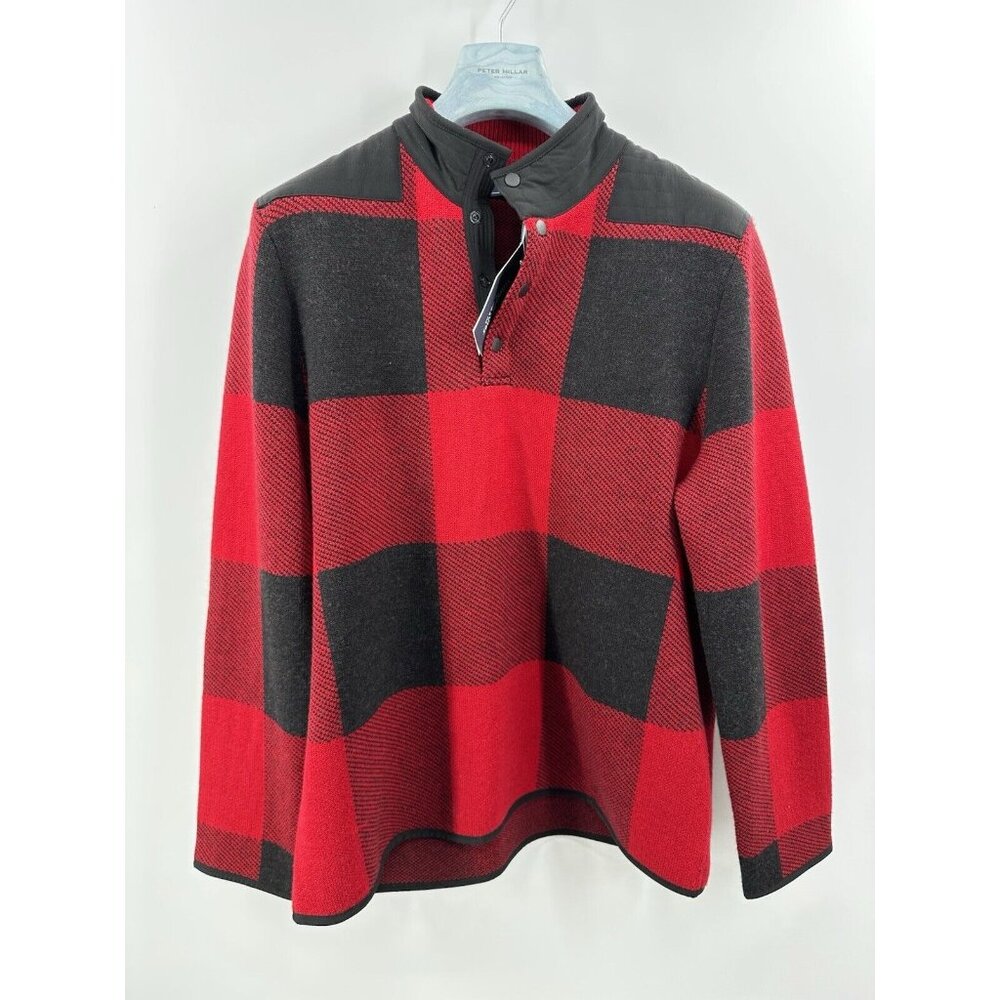Vineyard Vines Red Buffalo Pullover Checked Sweater Size L Merino Wool NWT (F-5)